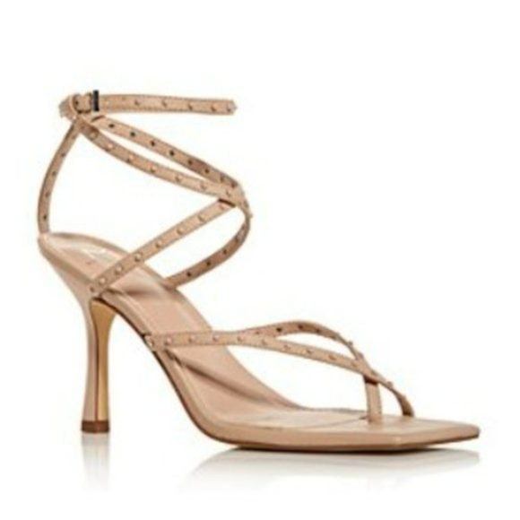 Marc Fisher Dallin Tan Ankle Strap Stiletto Heels Square Toe Sandals Size 8 - Picture 2 of 14